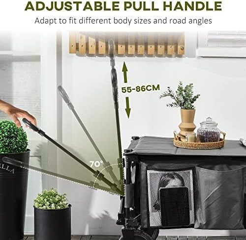 Folding Garden Trolley Utility Wagon 100kg Outdoor Cargo Cart on Wheels