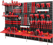 Wall Mounted Tool Peg Board Set Garage Workshop Storage Rack Red