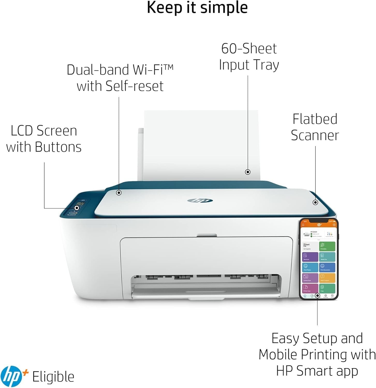 Wireless Colour Printer DeskJet 2721e | White, Blue | Print, Copy, Scan | A4