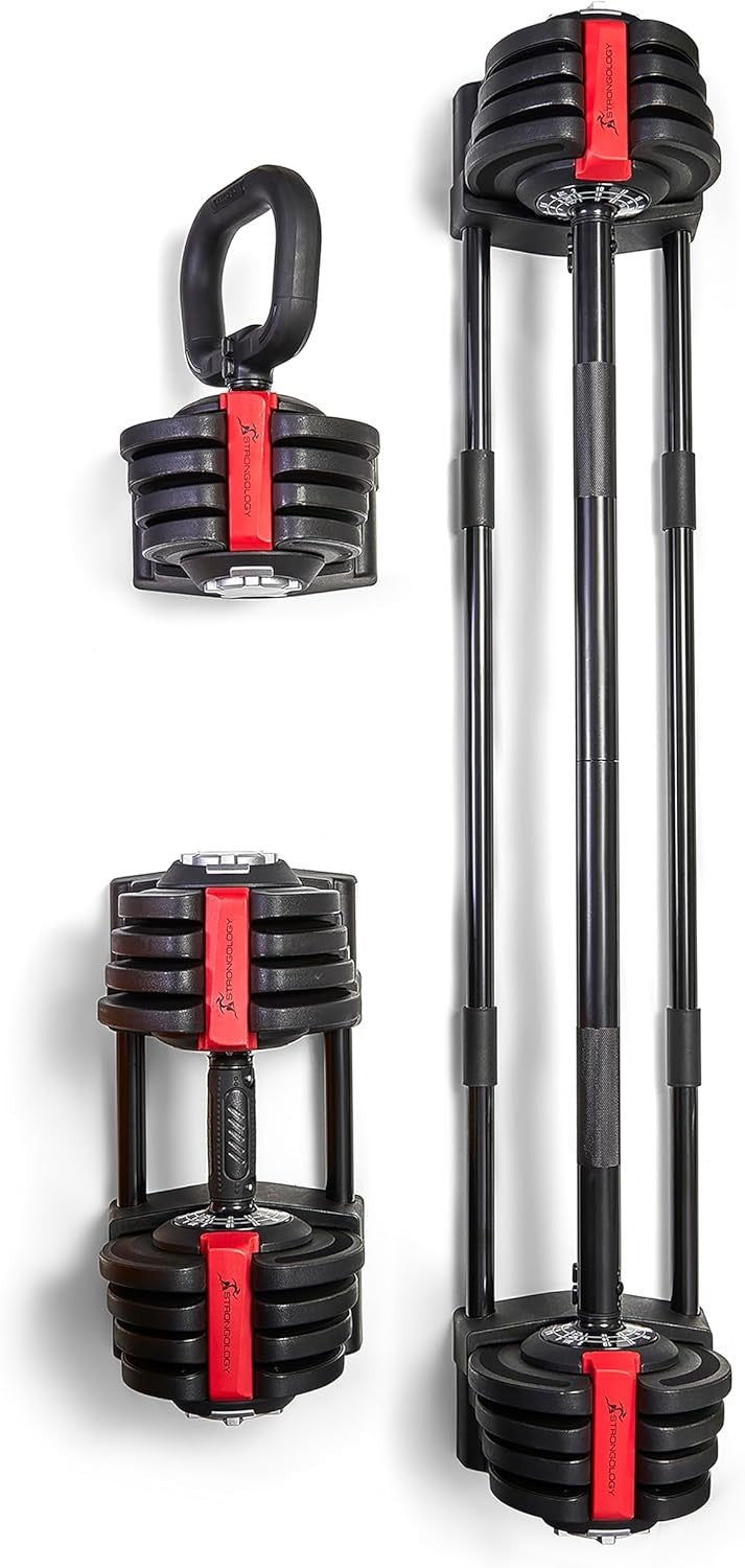 3-in-1 Adjustable Smart Weight Set 2–19kg Dial Barbell Dumbbell Kettlebell