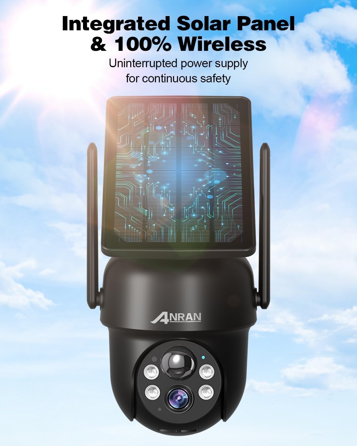 3K 5MP Solar Security Camera Wireless Outdoor 360° PTZ Color Night