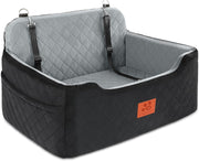 Dog Booster Car Seat Memory Foam Travel Bed Washable 50lb Black Grey
