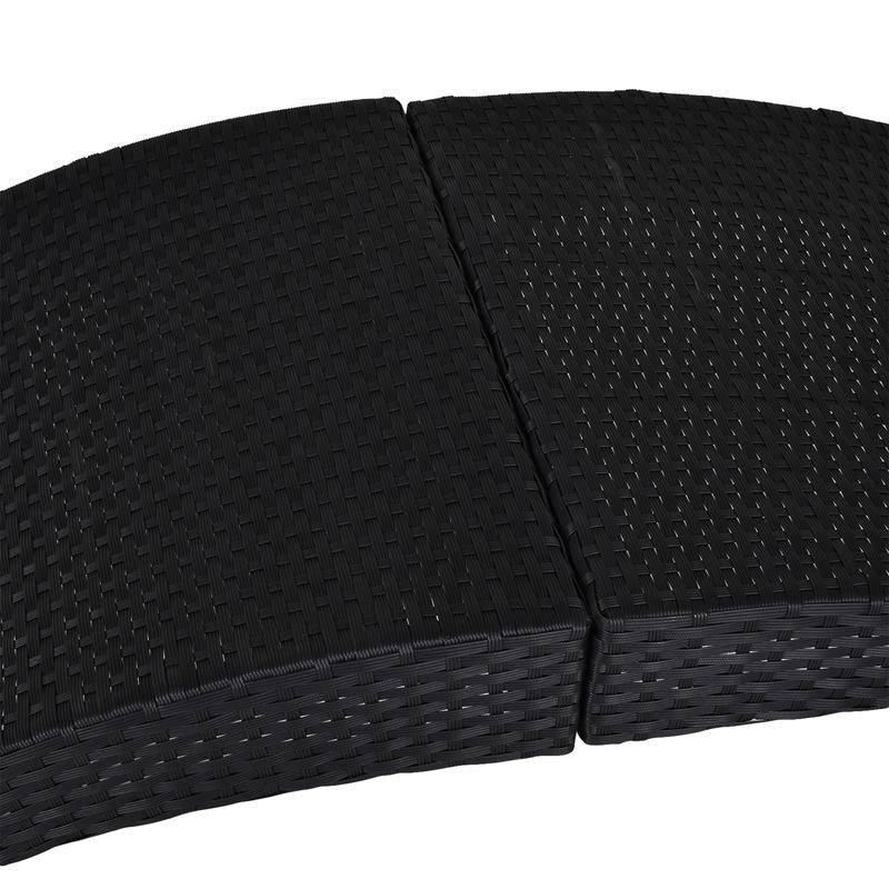 2-in-1 Rattan Sun Lounger Recliner Bed Chair Folding Cushioned Patio