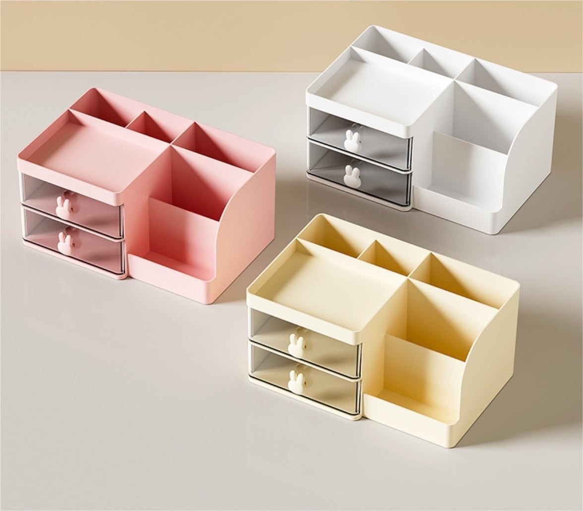 Desk Organizer 2 Drawer Desktop Storage Makeup Holder for Office & Home