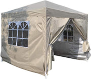 2.5x2.5M Beige Pop Up Gazebo With Sides Waterproof Garden Party Tent Canopy