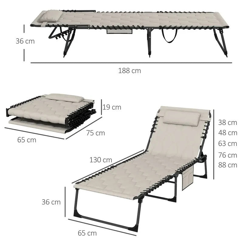 2x Folding Reclining Sun Lounger Chairs Padded Outdoor Garden Patio Bed