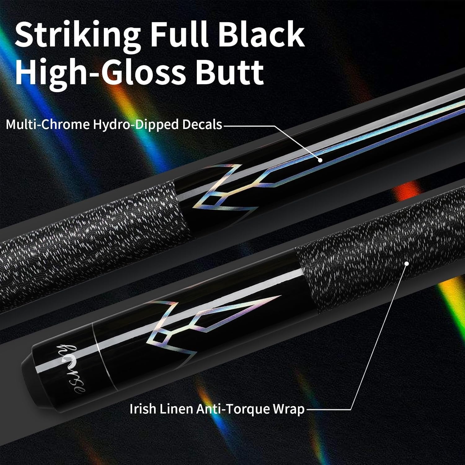 58in Billiard Pool Cue Stick 13mm Tip Maple Linen Grip 19oz Set