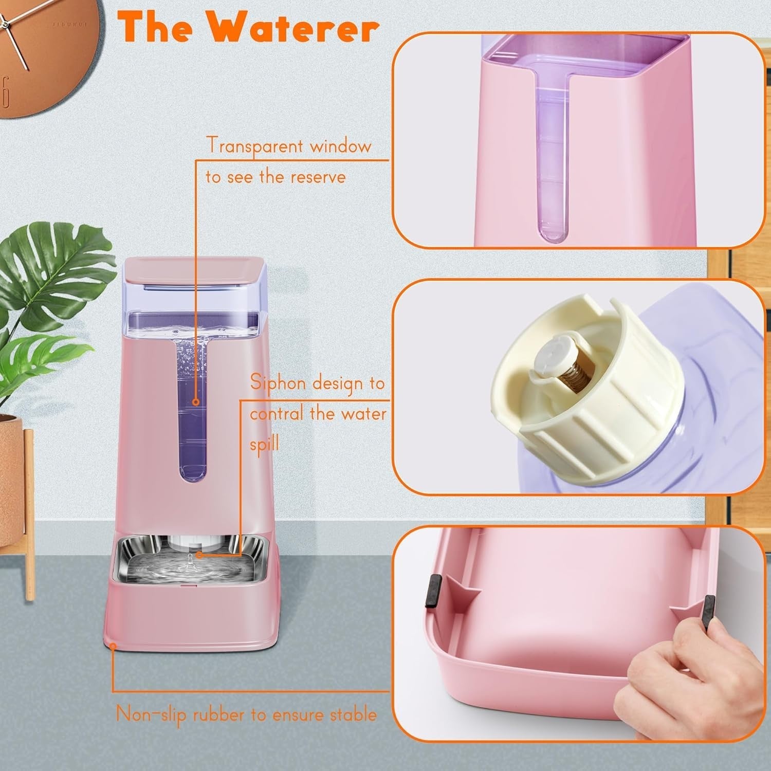 Automatic Pet Feeder Water Dispenser Set 3.5L Stainless Steel Bowls