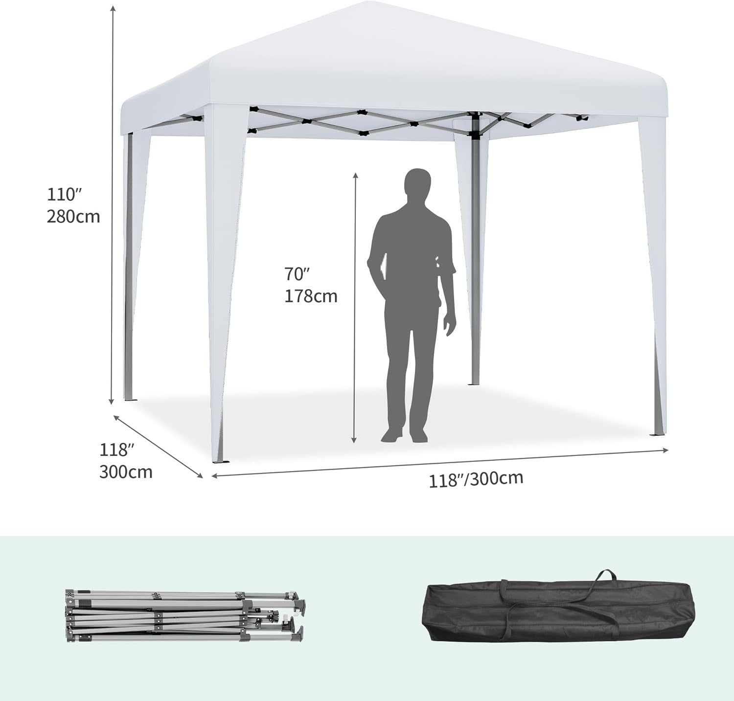 3x3M Heavy Duty Pop Up Gazebo Folding Outdoor Party Tent White