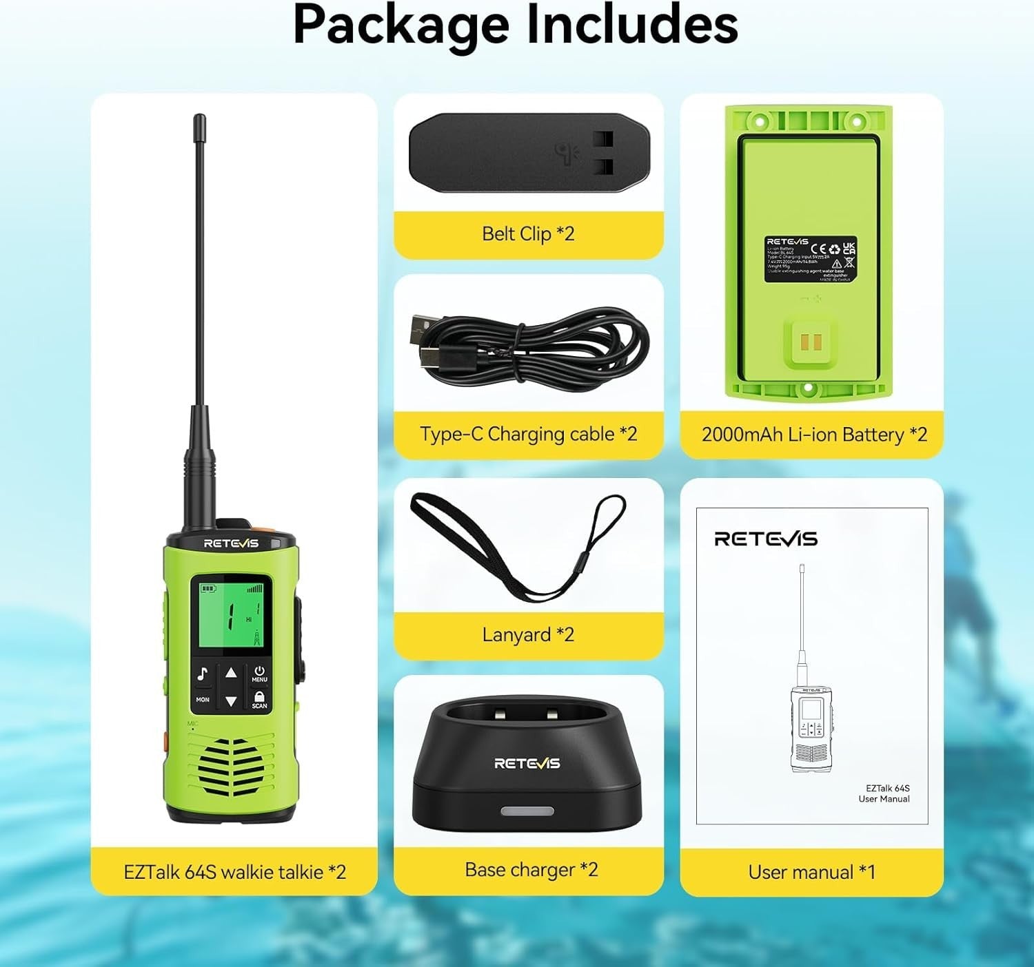 IP68 Waterproof Floating Walkie Talkies Rechargeable SOS Long Range Radio