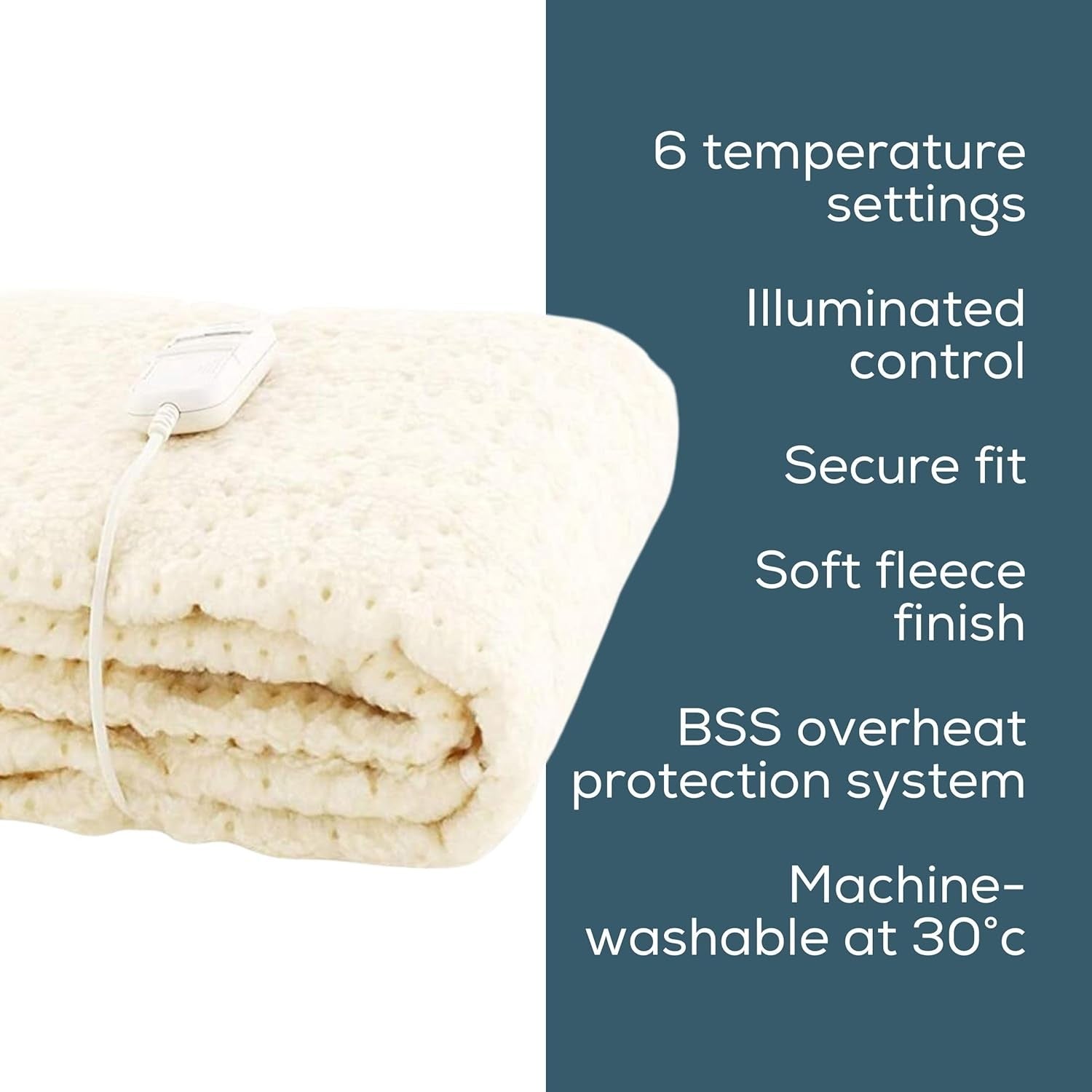 Single Electric Heated Mattress Cover 6 Heat Settings Washable Fitted