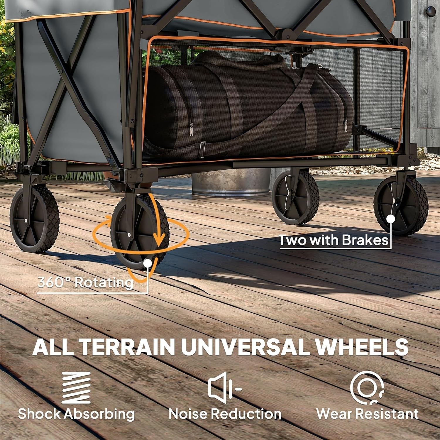Grey Double Decker Folding Festival Trolley 200kg Heavy Duty 350L Camping Wagon