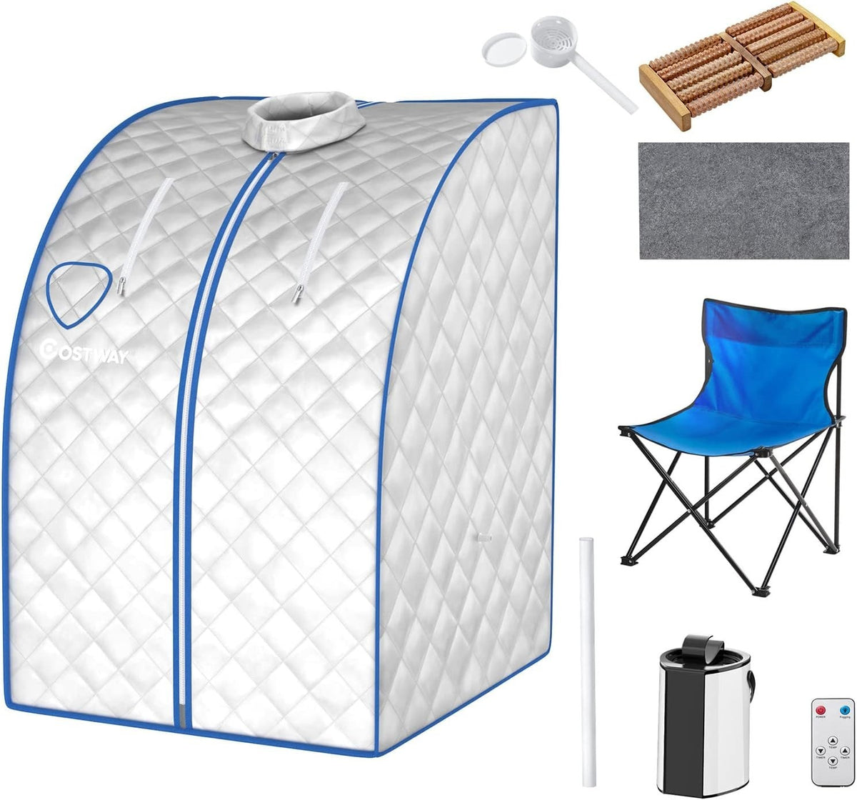 Portable Home Steam Sauna Tent – 3L 1000W, 9 Temp Levels + Chair (Silver)