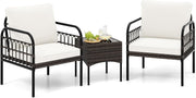 Outdoor 3PC Patio Bistro Set Metal Frame Sofa Table Cushions Garden Furniture