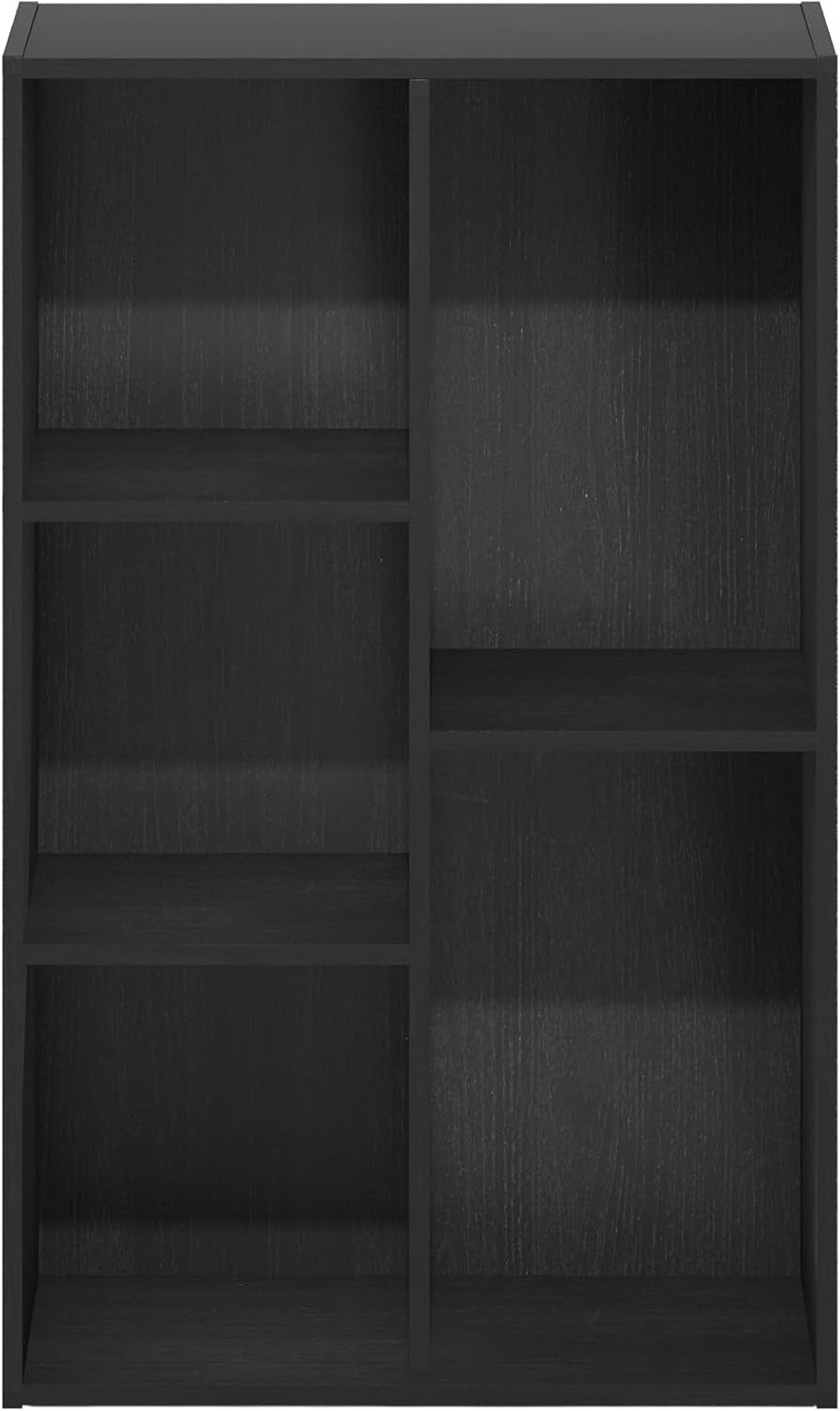 5 Cube No Tool Bookcase Storage Open Shelf Compact Design Organizer Black