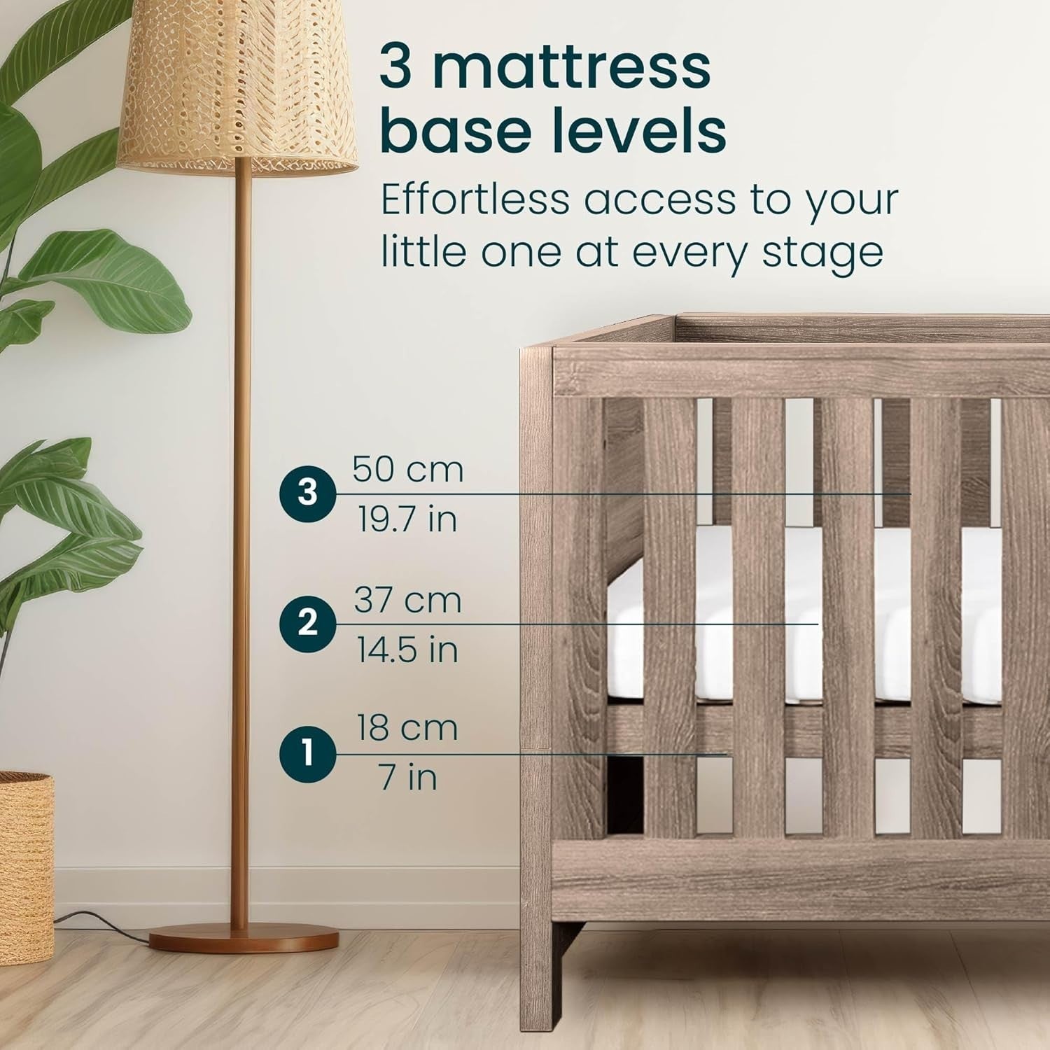 3in1 Wooden Baby Cot Bed Toddler Day Bed Adjustable Rails Brown Oak 140x70