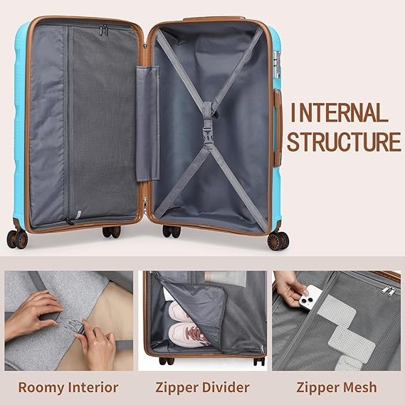 Compact Hard Shell Travel Suitcase 24 Inch PP Spinner Wheels TSA Lock