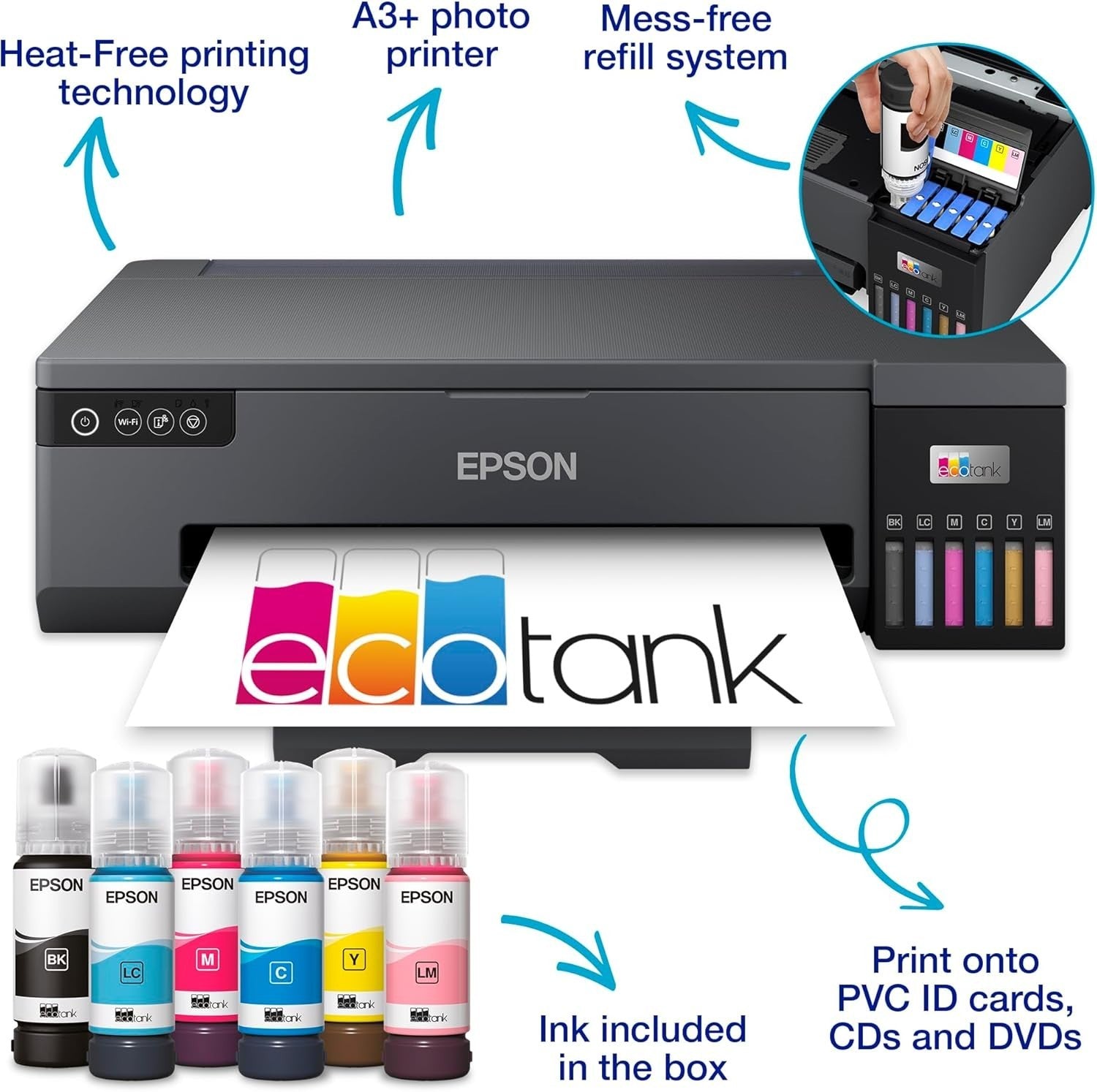 EcoTank ET-18100 A3 Colour Inkjet Photo Printer White | Wireless Durable