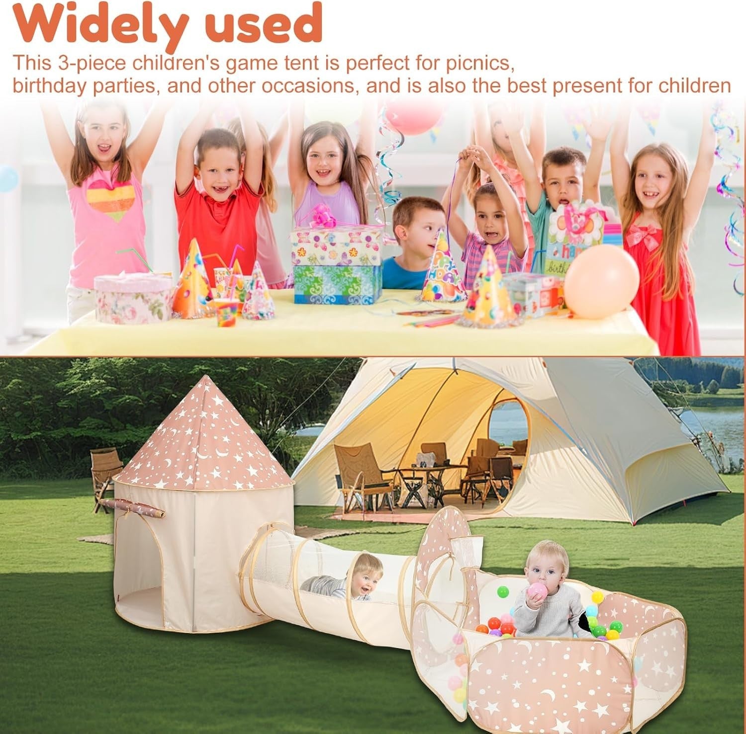 Rose Red Kids Pop Up Play Set Tent Tunnel Ball Pit Indoor Outdoor