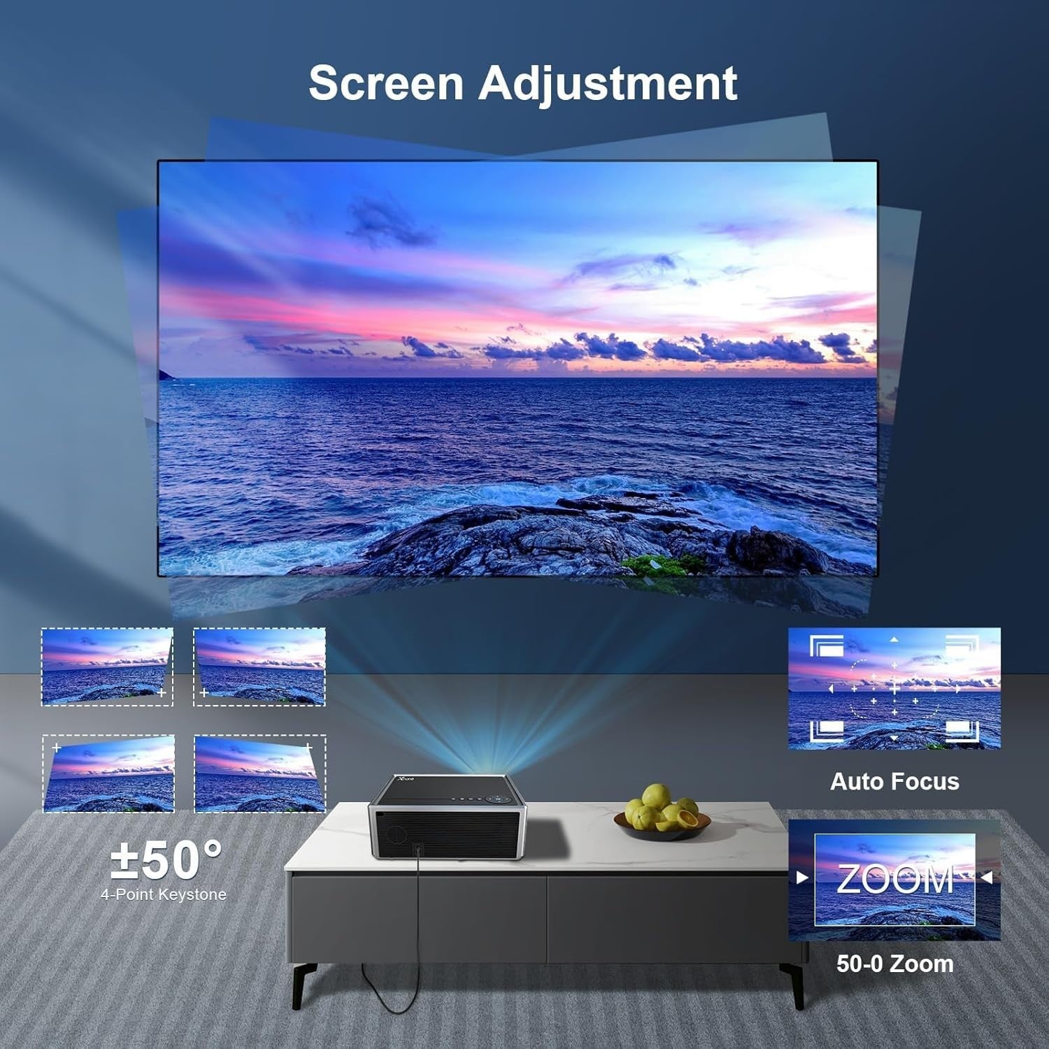 1000 ANSI Smart Projector 1080p 4K Support Android TV WiFi Bluetooth