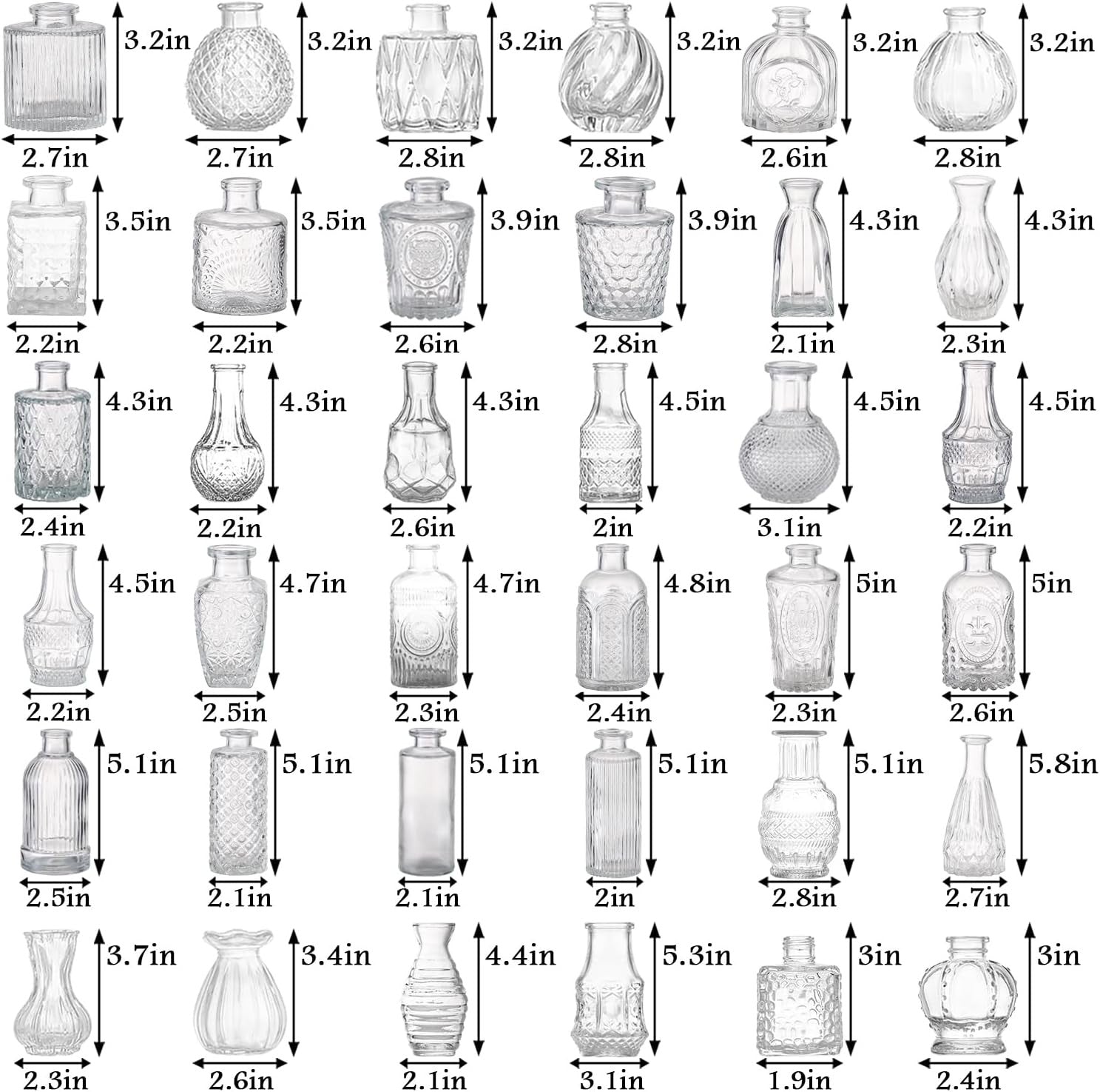 40pcs Clear Glass Bud Vases Wedding Table Centerpieces Mini Flower Decor