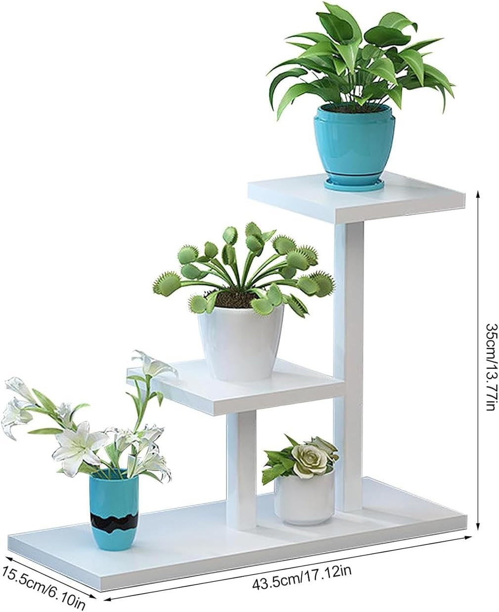 3 Tier White Metal Plant Stand Indoor Outdoor Corner Flower Rack Pot Display