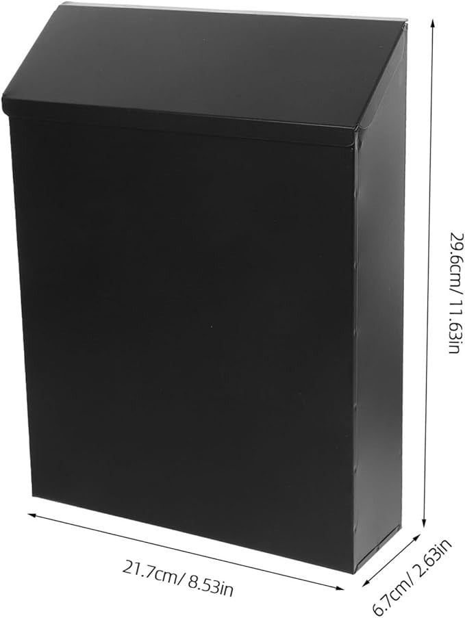 Secure Wall Mount Mailbox Black Iron Outdoor Letter Box Modern Slim Design