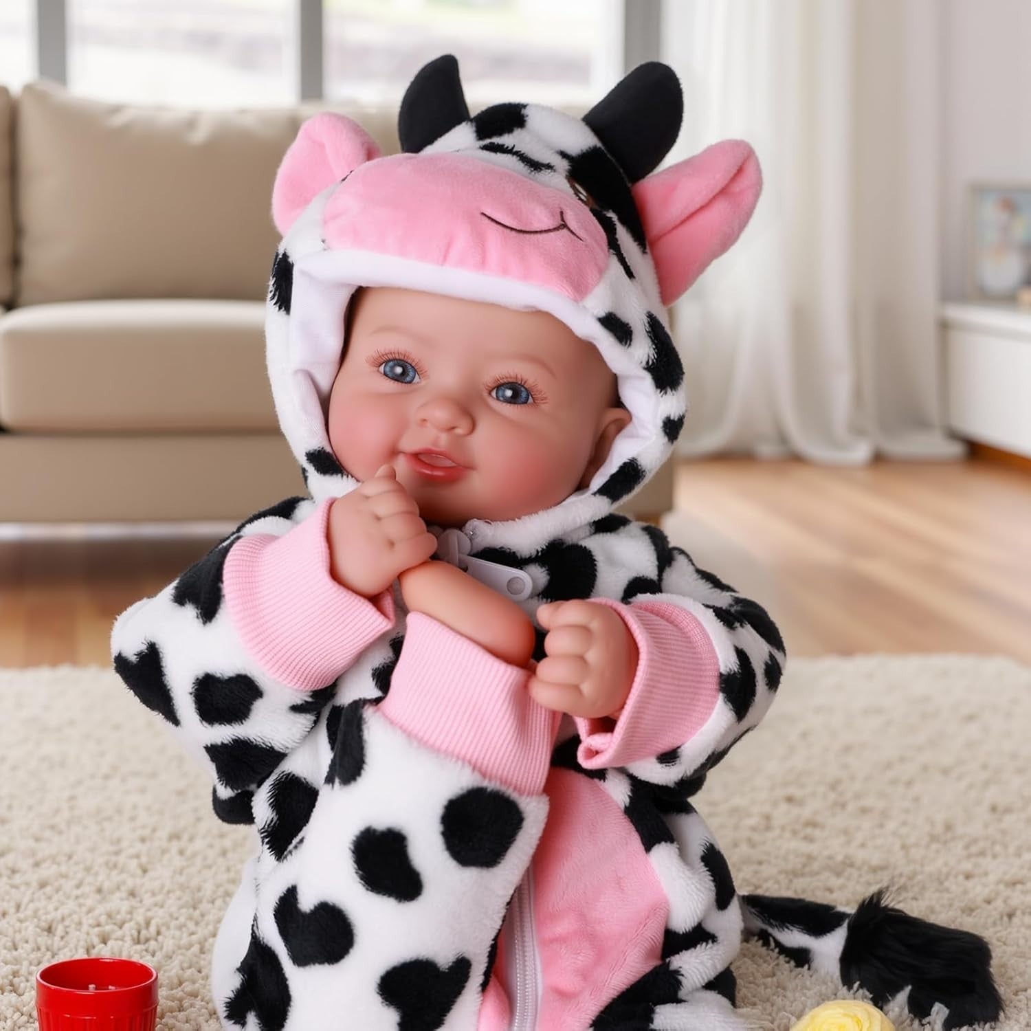 17” Reborn Baby Doll Soft Body Cow Outfit Newborn Set