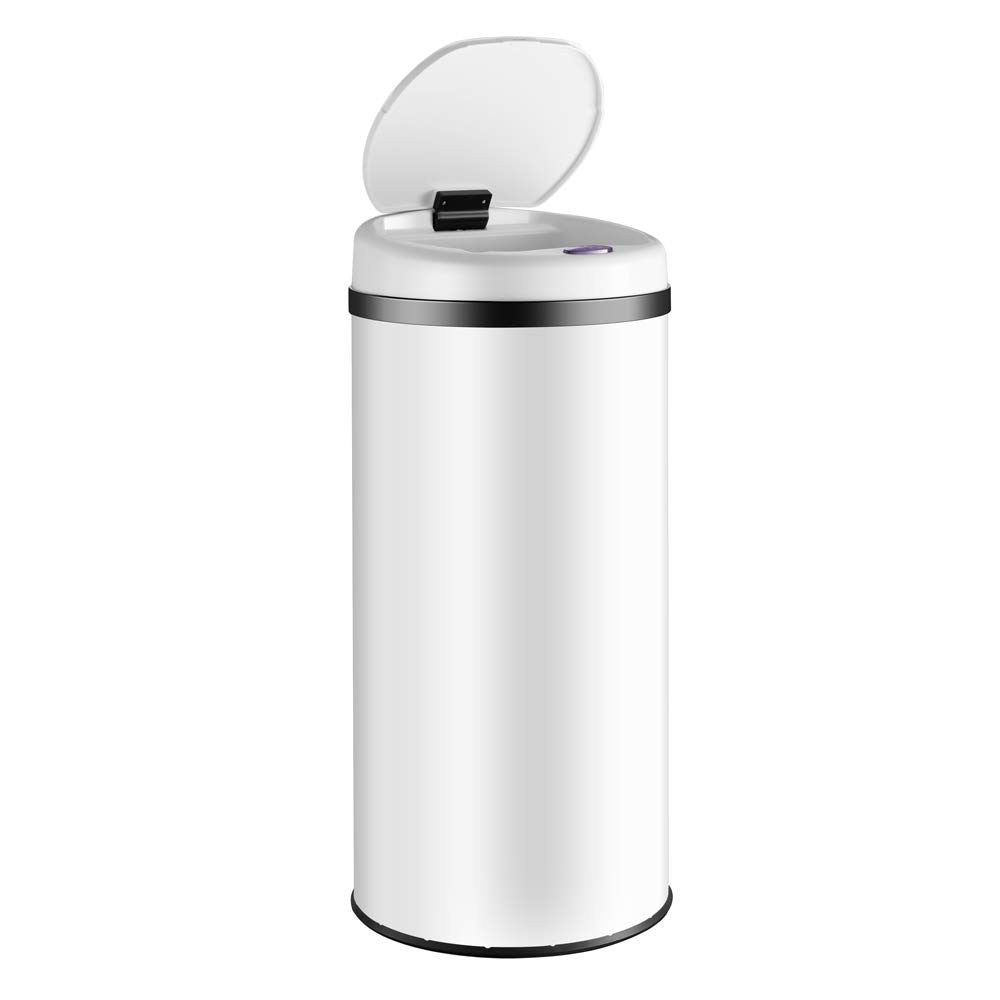 40L Motion Sensor Kitchen Bin White Undercounter Stainless