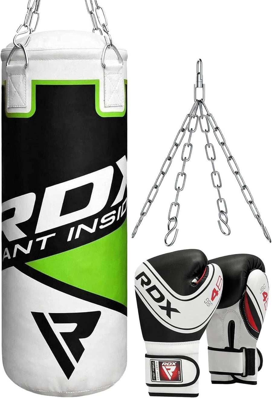 Kids Filled Punching Bag 2FT Boxing Set Gloves Chain Junior MMA