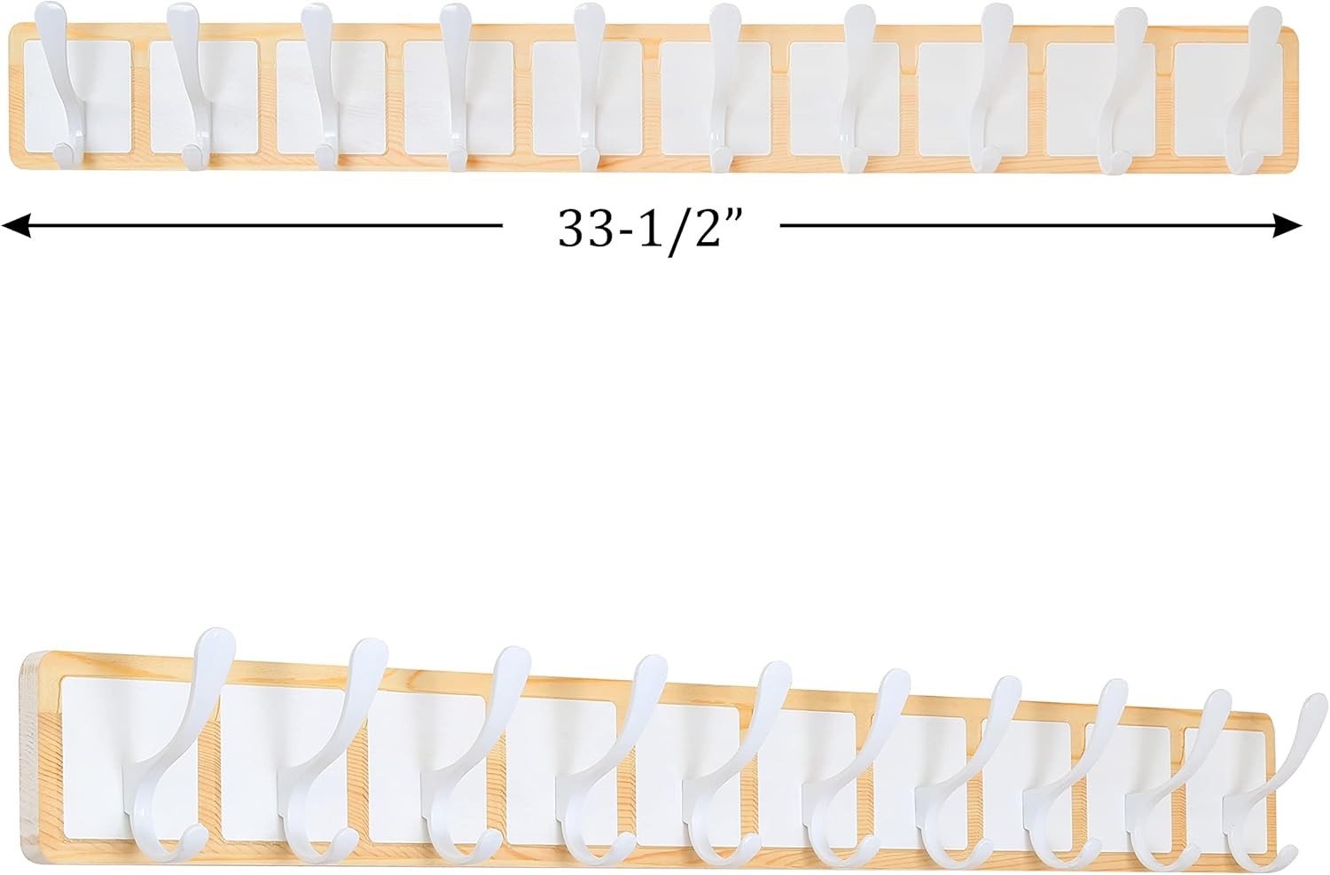 Scandi Wooden Wall Coat Rack | 10 Hook White & Natural Hanger Rail