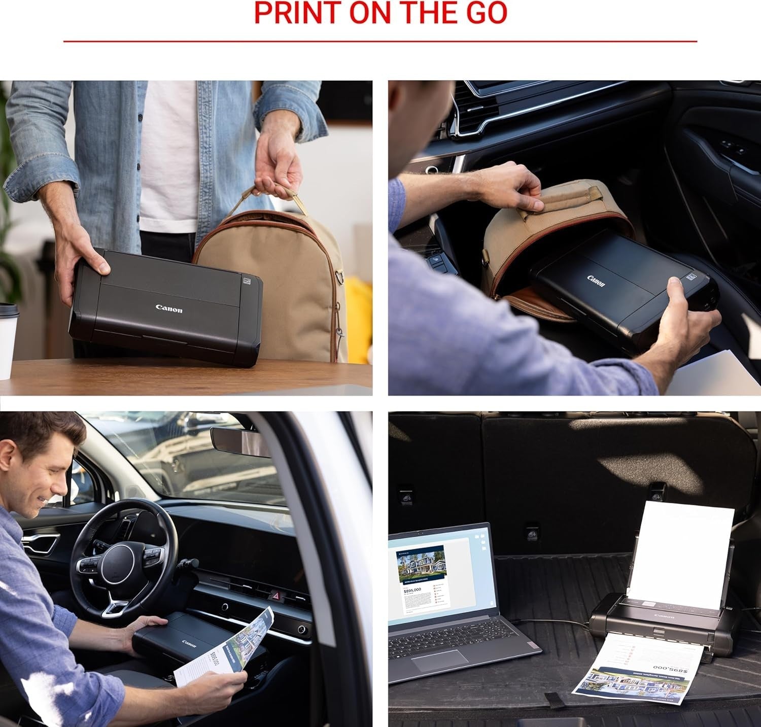 Portable Colour Inkjet Printer Black | Wi-Fi USB Compact Travel A4