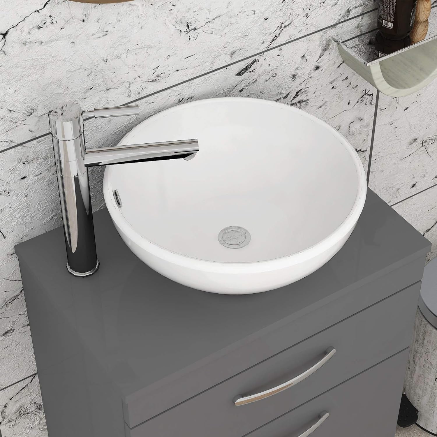 800mm Floor Standing Vanity Unit with Basin 2 Door Indigo Grey Gloss Sink Cabine