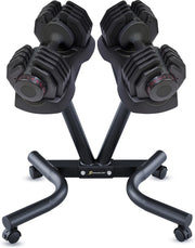 40kg Adjustable Dumbbells Pair with Steel Floor Stand Quick Dial Home Gym