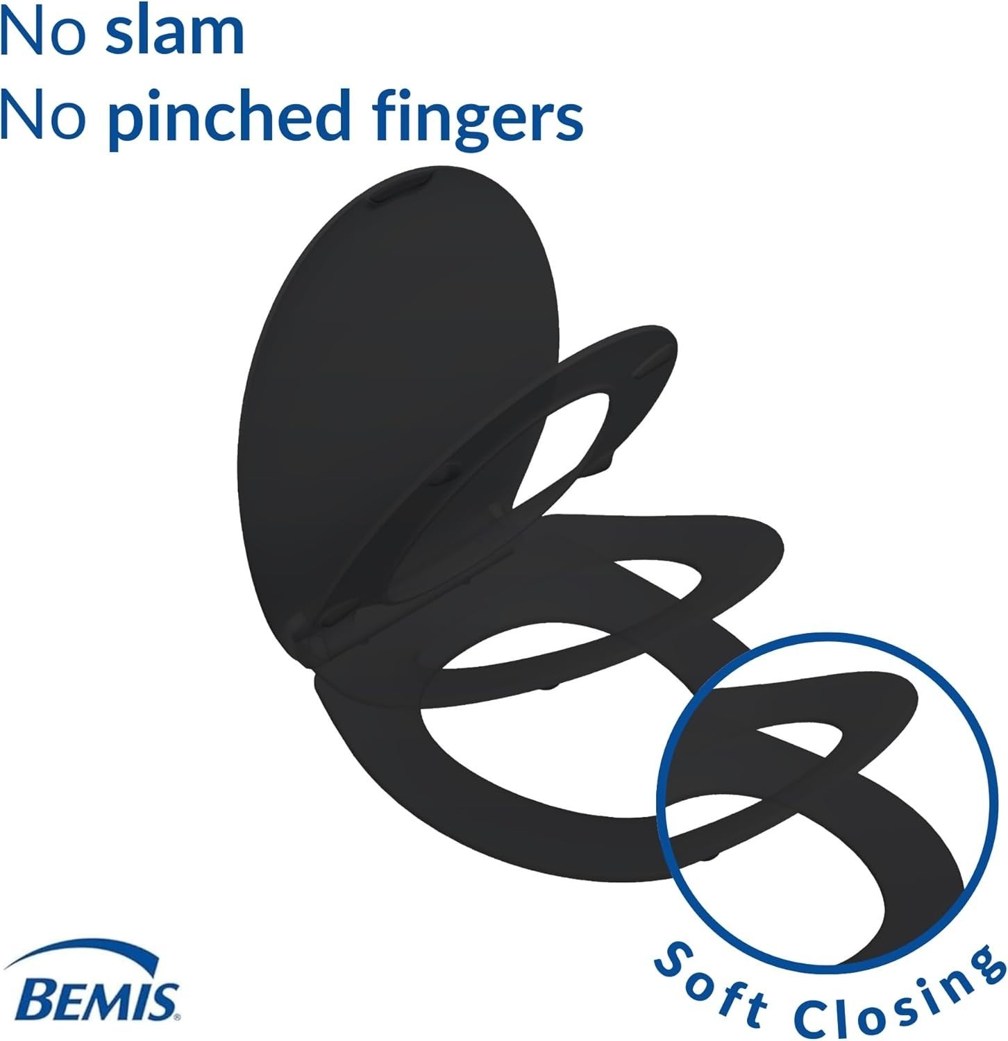 Slim Soft Close Toilet Seat Matt Black Antibacterial Click & Clean