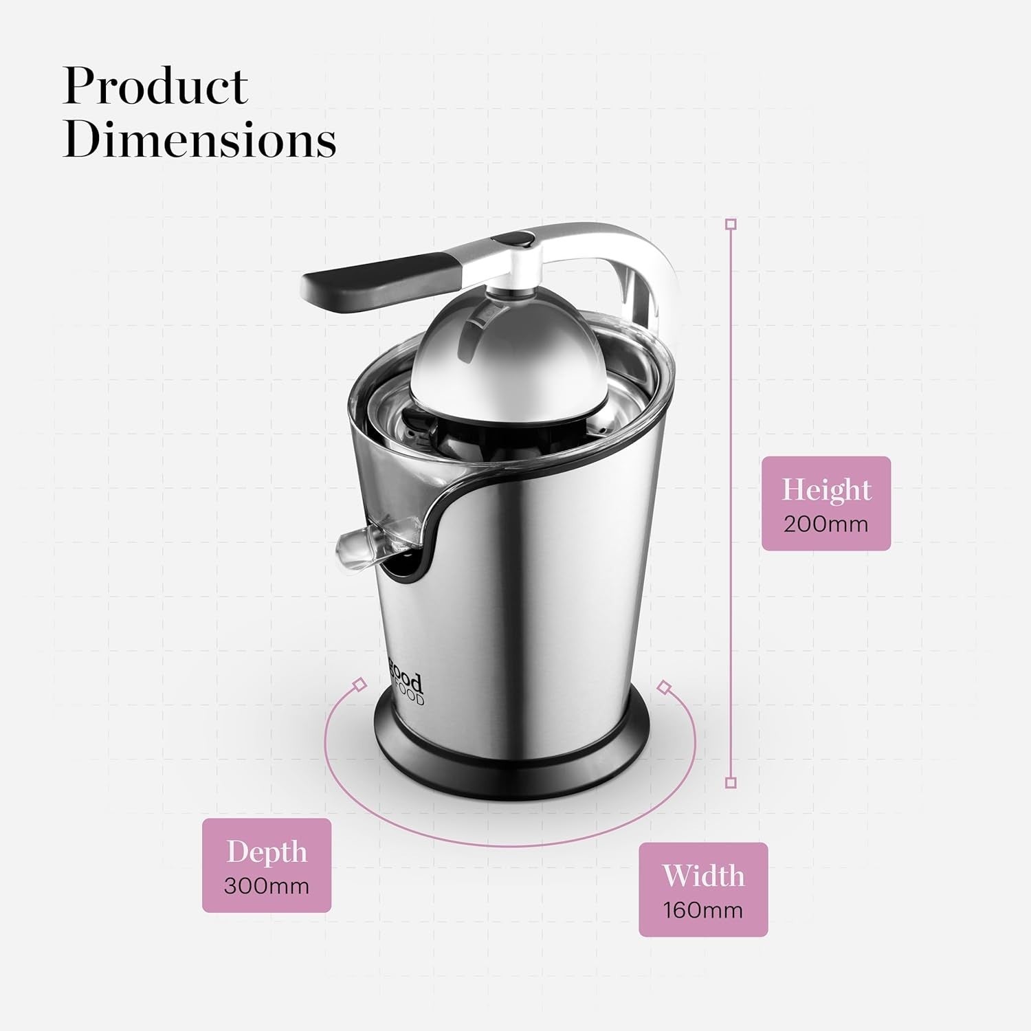 Electric Citrus Juicer Stainless Steel Dual Cones 100W Easy Press
