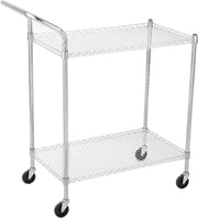 3 Tier Heavy Duty Utility Cart Rolling Metal Storage Trolley Wheels