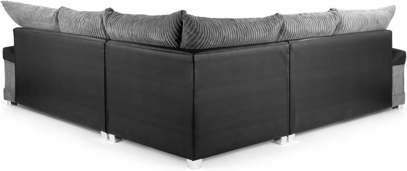 Spacious 5-Seater Jumbo Cord Corner Sofa L-Shape High Back Comfort Cushions