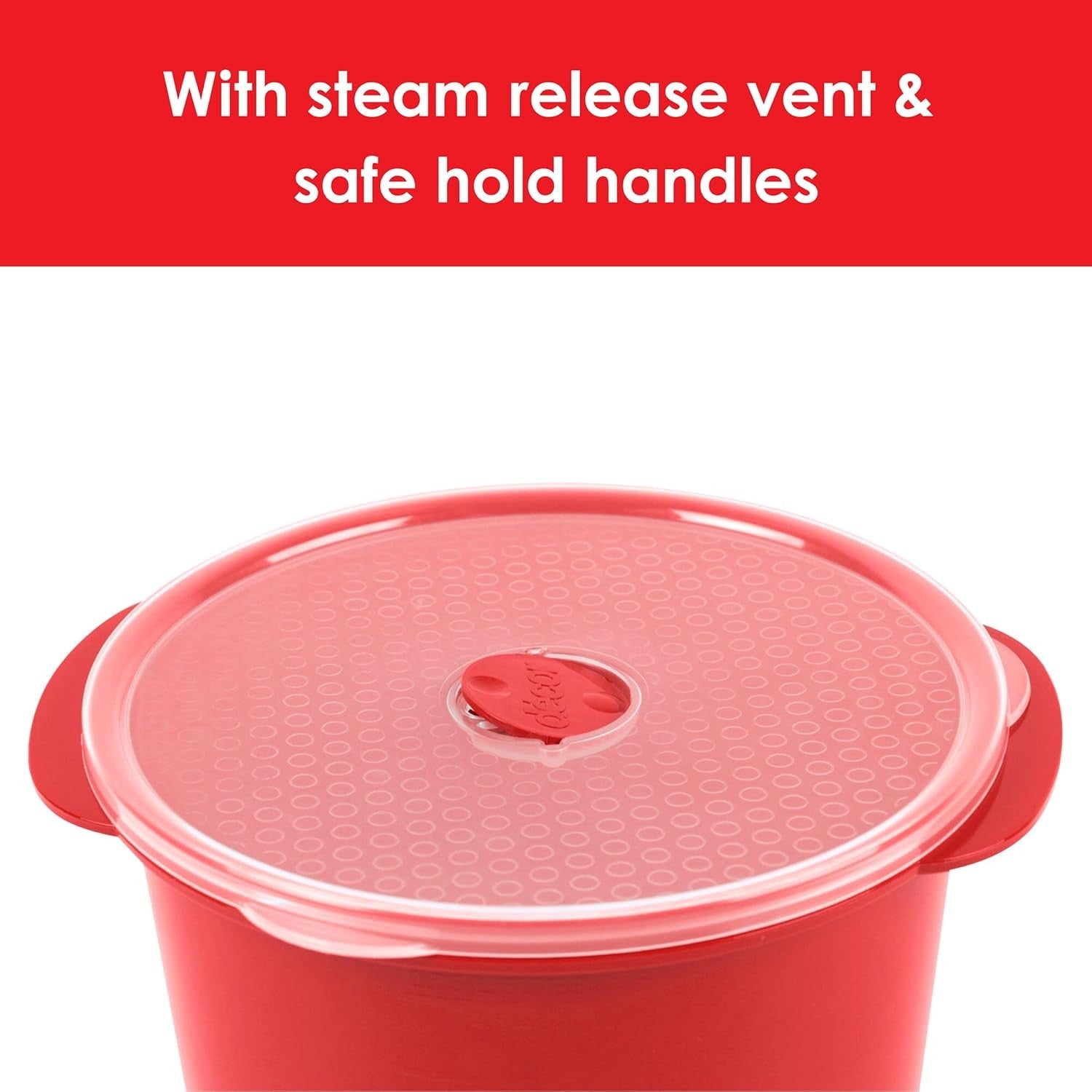 2.75L Microwave Rice Cooker 1-4 Cups BPA Free Red