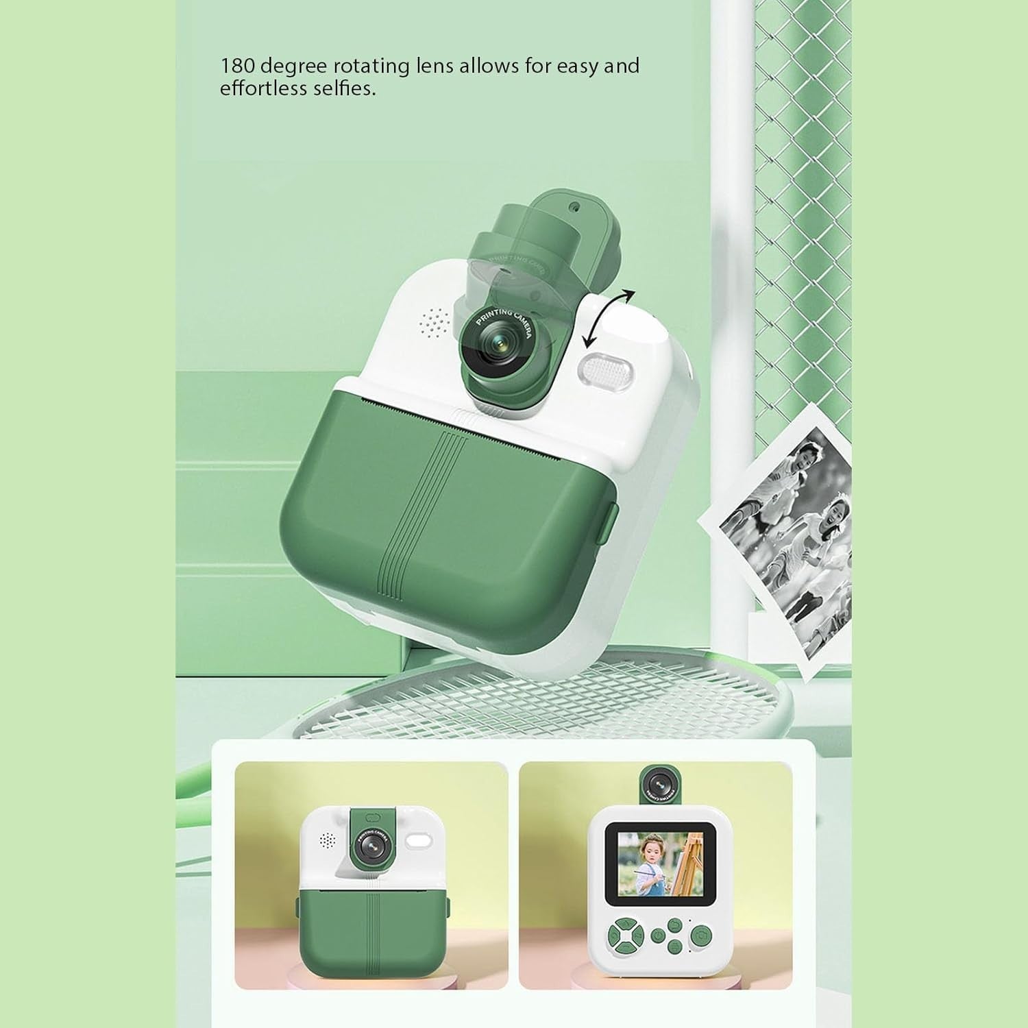 48MP Instant Print Camera 1080P HD Video Rotating Lens App Printing