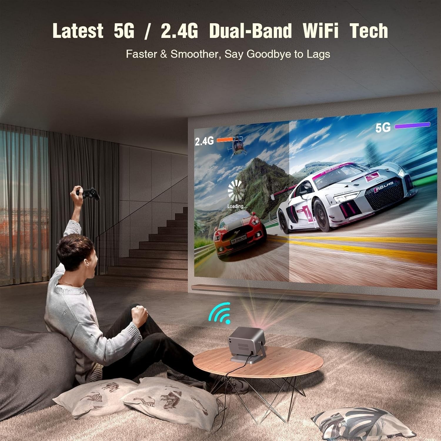 700ANSI 1080P Smart Projector Netflix WiFi6 Bluetooth Auto Focus