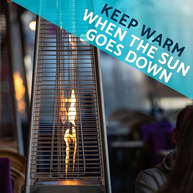 Outdoor Gas Pyramid Patio Heater 13kW with Cover – Adjustable Heat & Safety