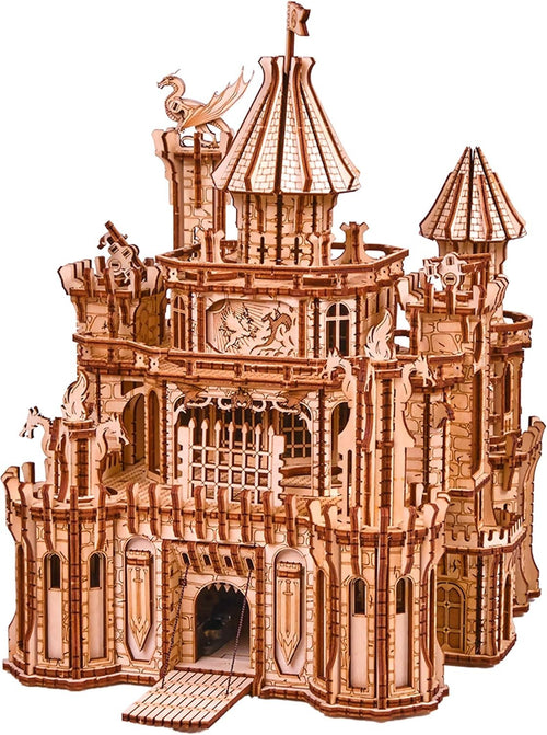 3D Wooden Puzzle Castle Kit w/ LED, Rotating Towers – 978 Pcs Gift Set