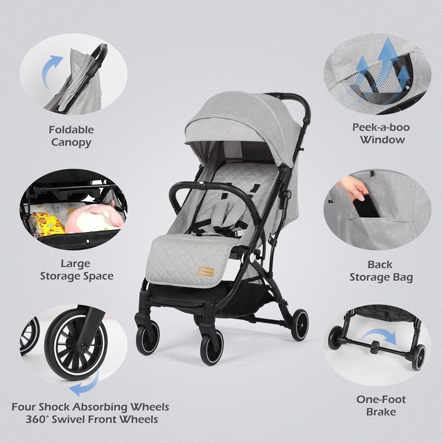 Lightweight Travel Pushchair Compact Buggy Newborn to 3 Years 7kg
