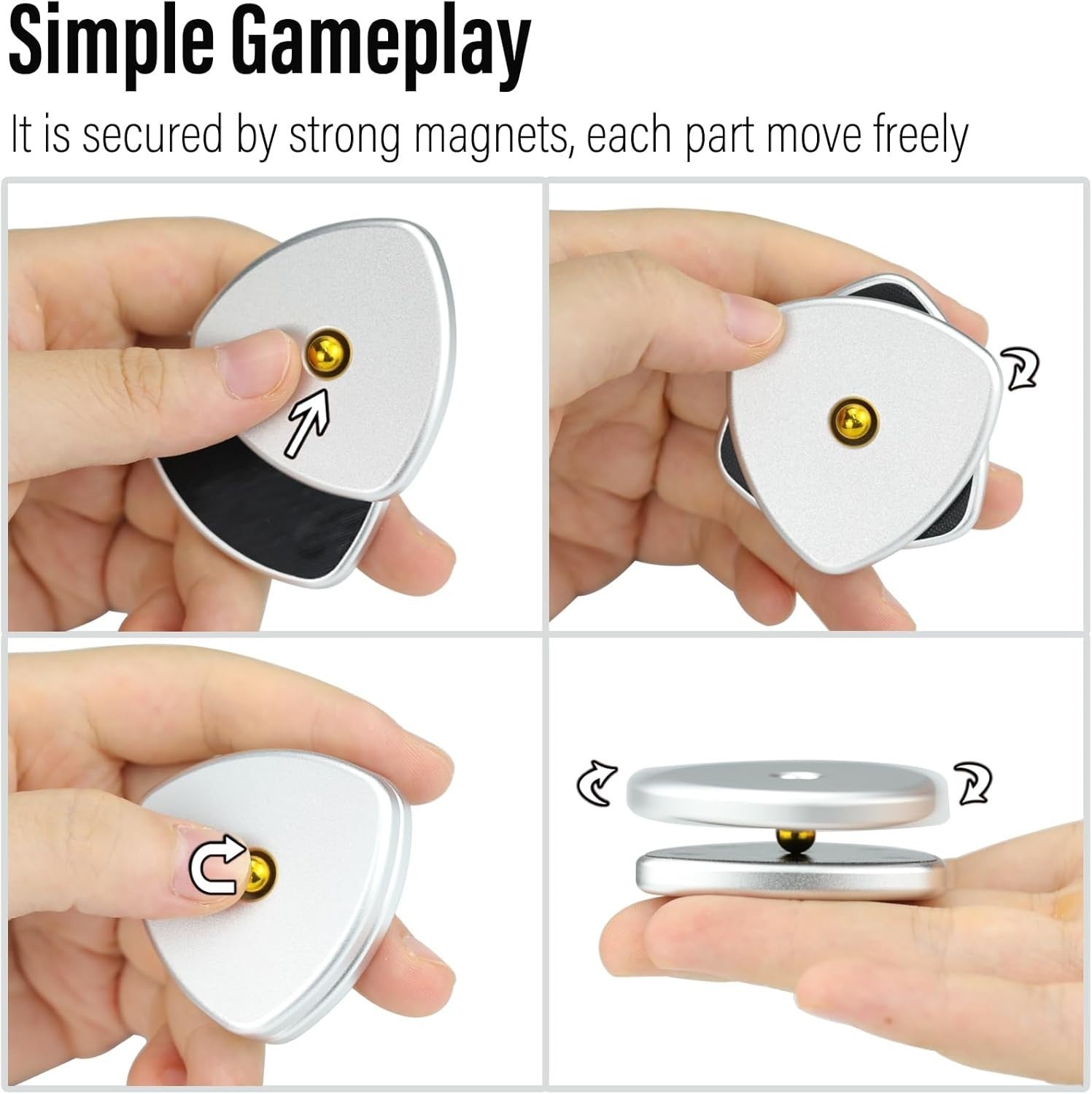 Silver Triangle Magnetic Fidget Coin Slider Silent Clicker EDC
