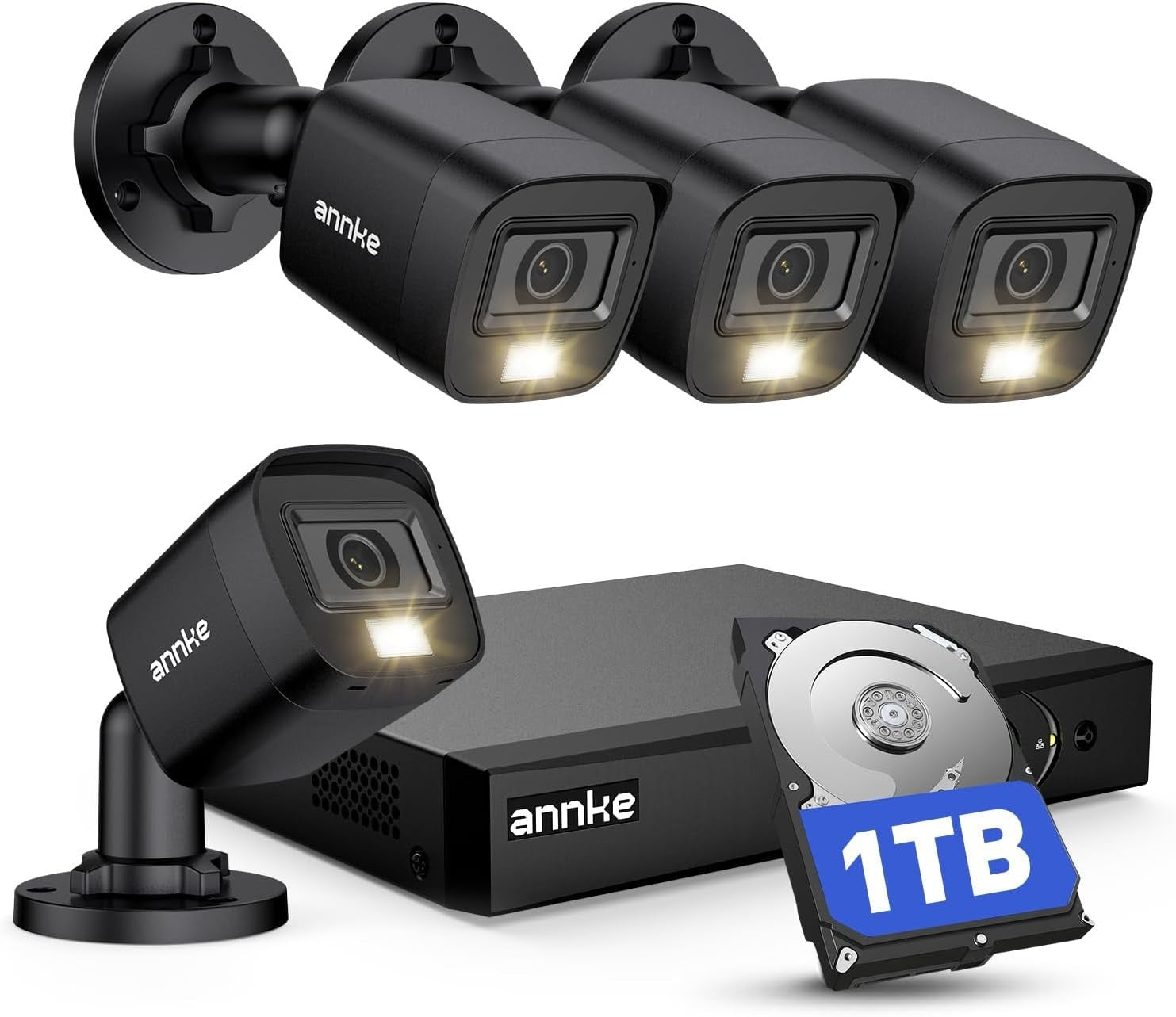 8CH CCTV Security Camera System 1TB DVR 4 Cameras AI Night Vision