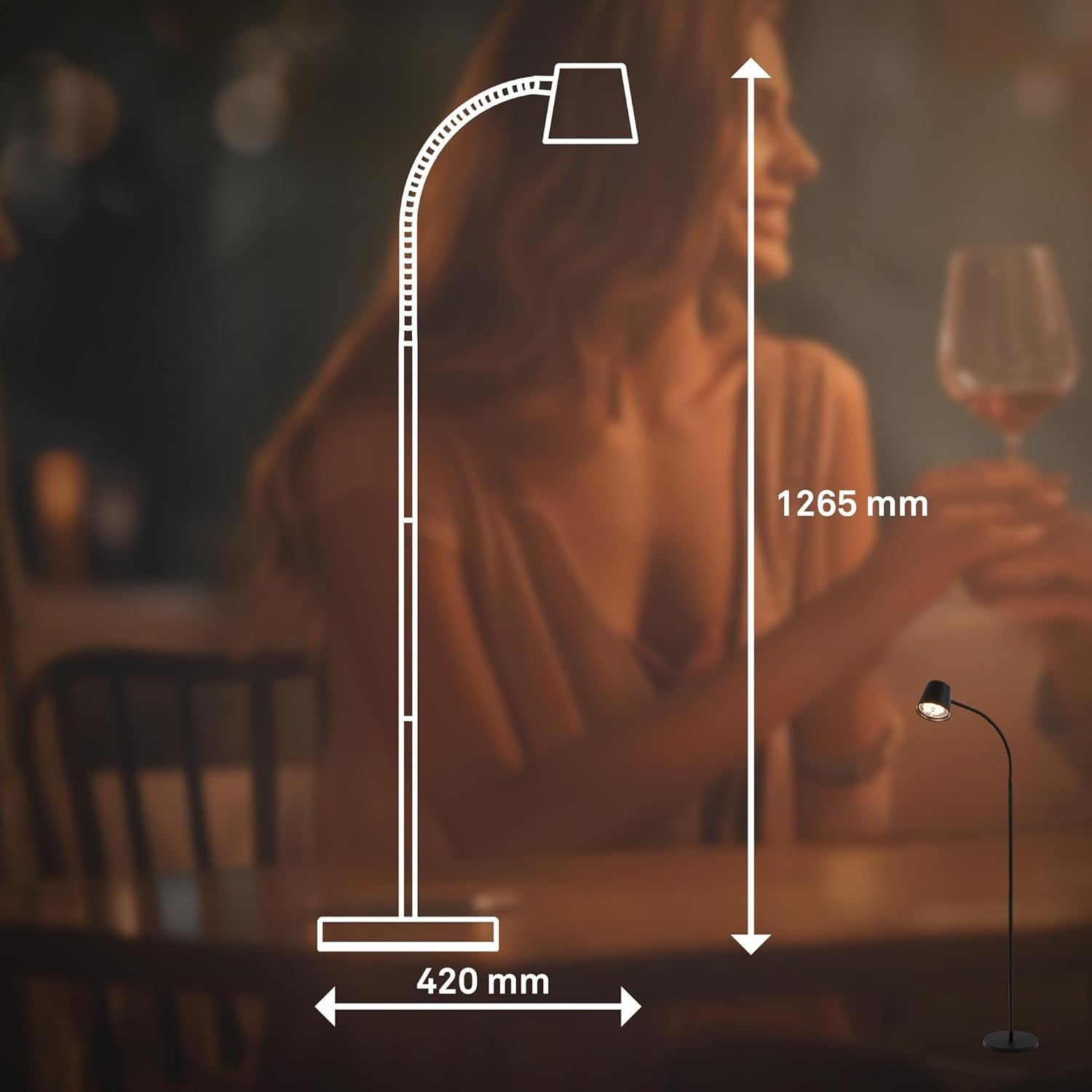 Cordless LED Floor Lamp Touch Control Dimmable Rechargeable Reading