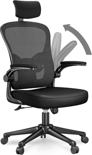 Black Ergonomic Office Chair Mesh Back Adjustable Lumbar Arm Head Support Desk