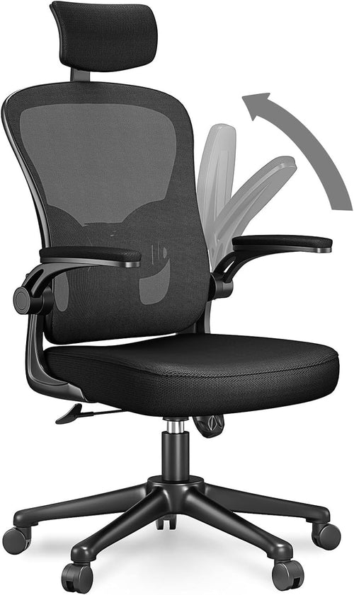 Black Ergonomic Office Chair Mesh Back Adjustable Lumbar Arm Head Support Desk