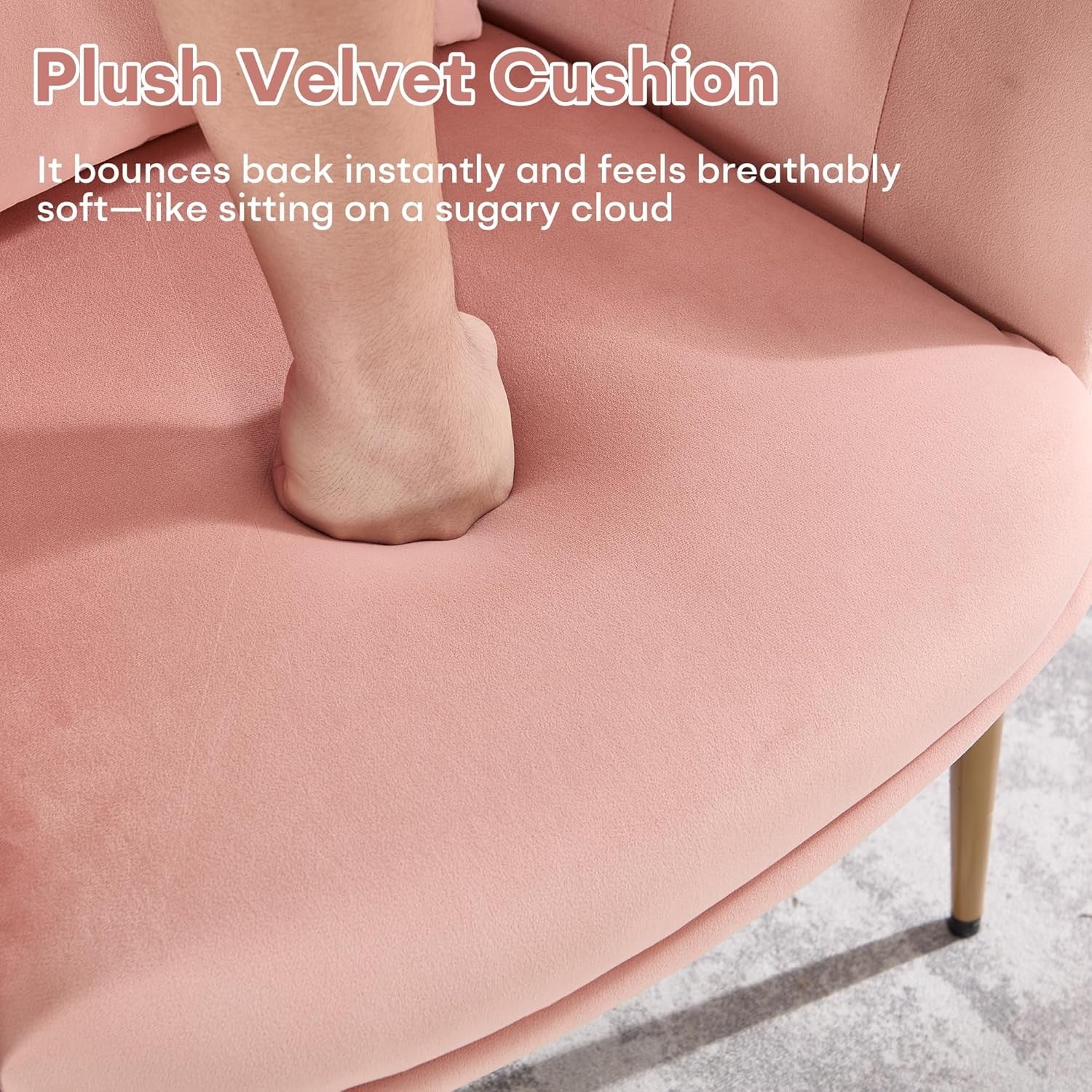 Velvet Vanity Chair Pink Gold Legs Makeup Dressing Accent Seat